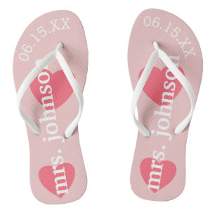 Mr. and Mrs. Personalised Honeymoon with Heart Flip Flops