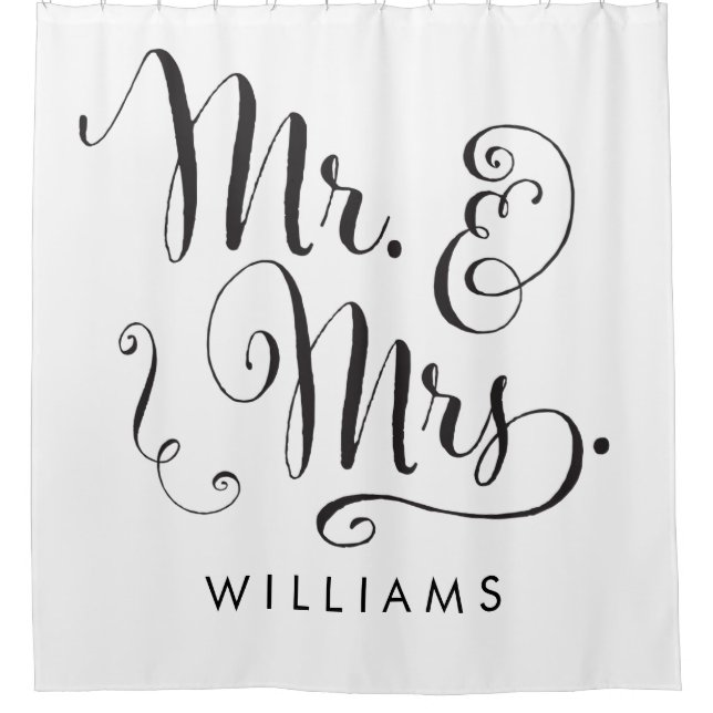 Mr. and Mrs. Personalised Shower Curtain (Front)