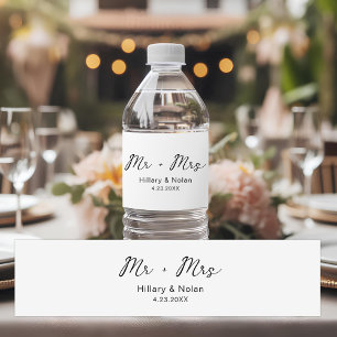 Mr. and Mrs. Personalised Wedding Favour Welcome Water Bottle Label