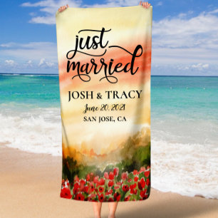 Mr and Mrs Personalised Wedding Gift, Engagement  Beach Towel