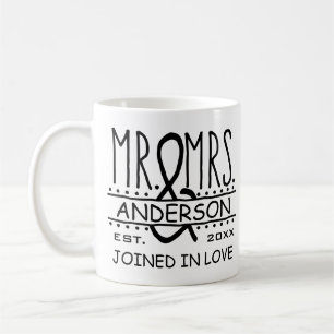 Mr and Mrs Personalised Wedding Last Name Date Coffee Mug
