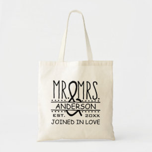 Mr and Mrs Personalised Wedding Last Name Date Tote Bag
