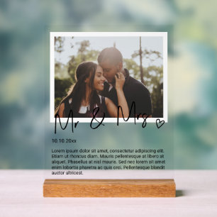 Mr and Mrs Photo and Personalised Wedding Acrylic Sign