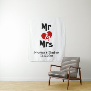 Mr and Mrs Photo backdrop Personalised wedding Tapestry