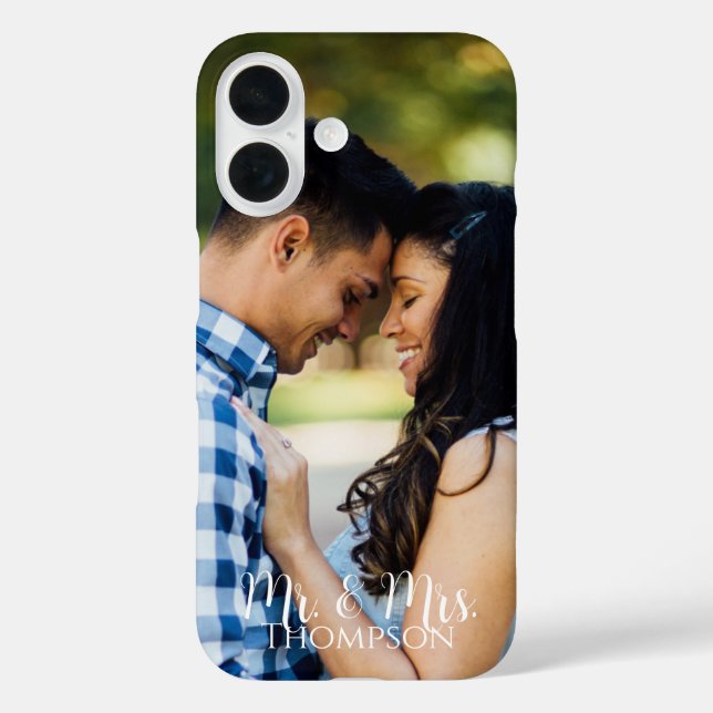 Mr and Mrs Photo Couple's Last Name Case-Mate iPhone Case (Back)