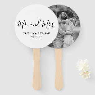 Mr and Mrs Photo Simple Elegant Wedding Hand Fan