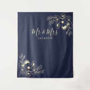 Mr and Mrs Photo Wedding Backdrop Tapestry