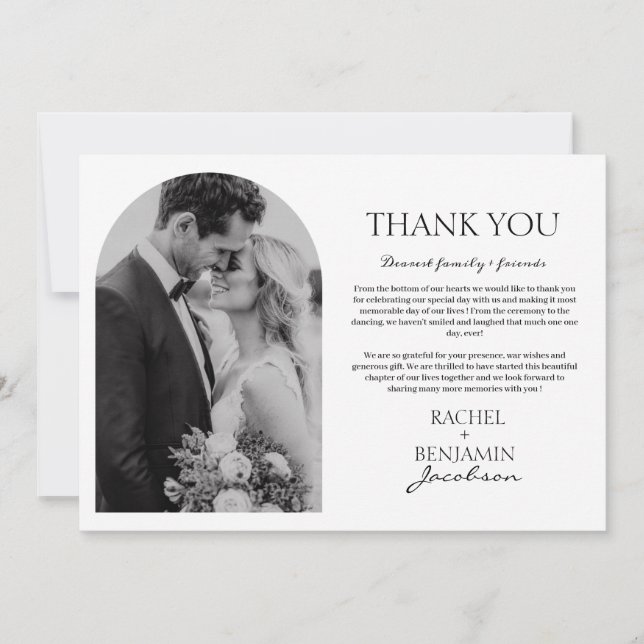 Mr. and Mrs. Photo Wedding Thank You Foil Card (Front)