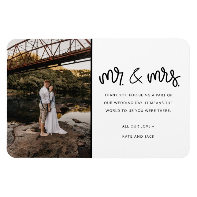 Mr and Mrs Photo Wedding Thank You  Magnet (Horizontal)