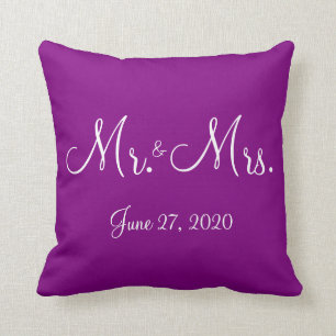 Mr. and Mrs. Purple Monogrammed Wedding Pillows
