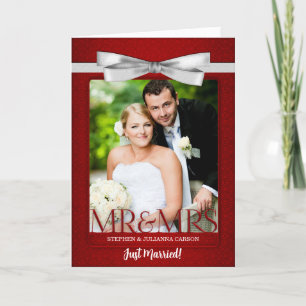 Mr and Mrs Red Damask Just Married Reception Invitation