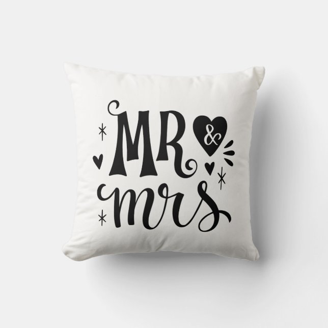 Mr and Mrs - Romantic Keepsake Gift Cushion (Front)