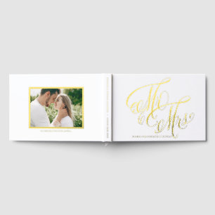 Mr and Mrs Rustic Calligraphy Photo Wedding Guest Book