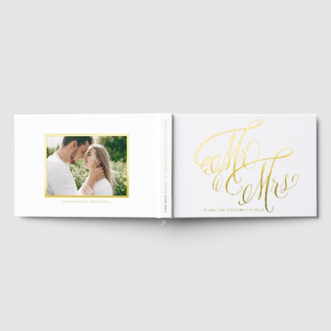 Mr and Mrs Rustic Calligraphy Photo Wedding Guest Book (Full)