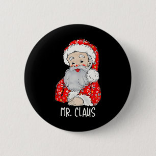 Mr and Mrs Santa Claus Couples Matching Christmas  6 Cm Round Badge
