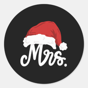 Mr And Mrs Santa Claus Couples Matching Christmas  Classic Round Sticker