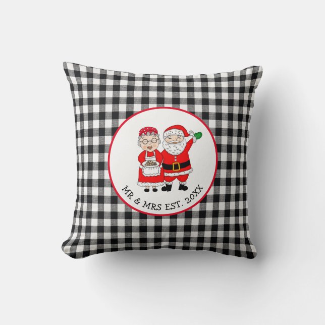 Mr and Mrs Santa Claus Personalised   Throw Pillow (Front)