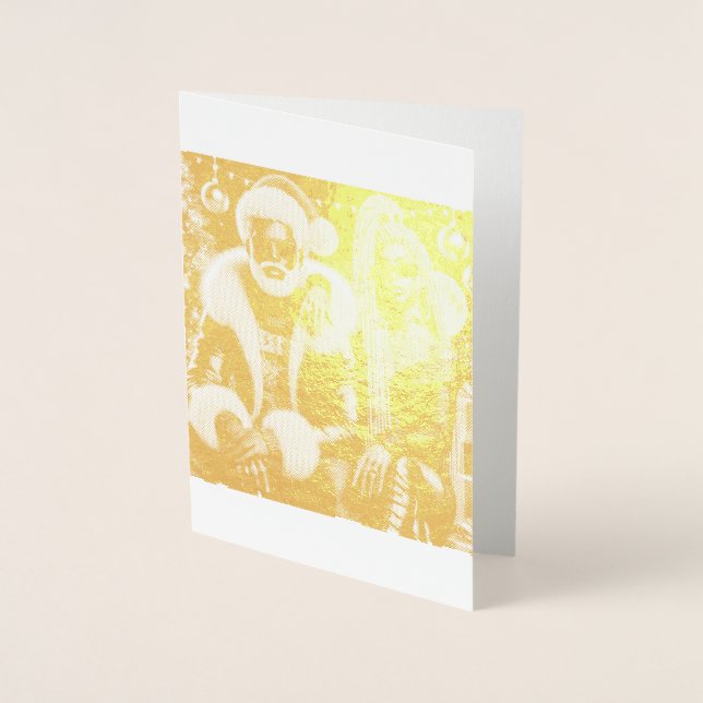Mr and Mrs Santa Folded Greeting Card (Front)