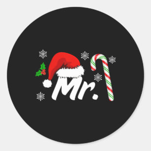 Mr And Mrs Santa Hat Couples Matching Christmas Hi Classic Round Sticker