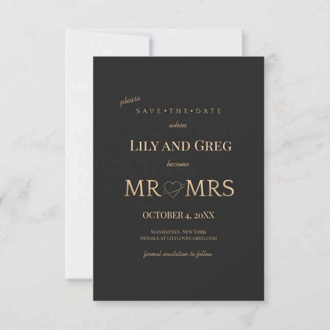 Mr and Mrs Save the Date Announcement (Front)