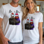 Mr and Mrs Script Couples Christmas T-Shirt<br><div class="desc">Mr and Mrs,  personalised christmas shirts. This watercolor design has a trendy illustration of a couple wearing santa hats. "Mr & Mrs" is hand lettered in modern script and the template is ready for you to add your personalised text,  names and the year.</div>