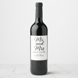 Mr and Mrs script - Elegant Charm  Wine Label