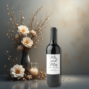 Mr and Mrs script - Elegant Charm Wine Label