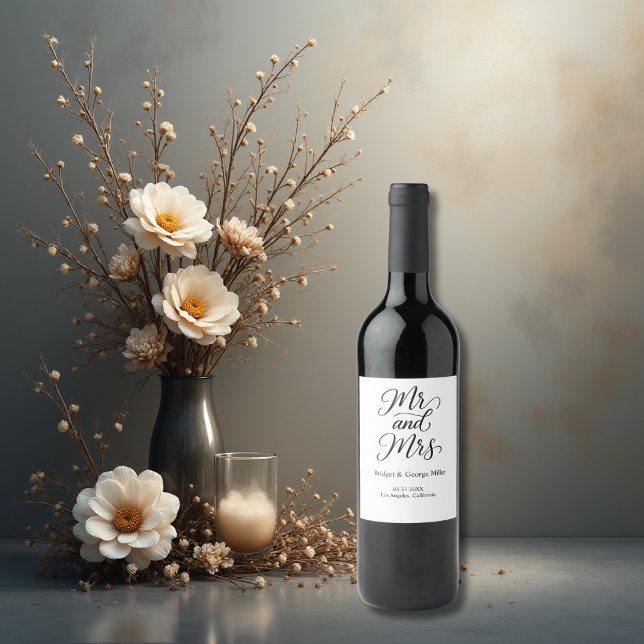 Mr and Mrs script - Elegant Charm  Wine Label (Creator Uploaded)