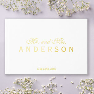 Mr and Mrs Script Elegant Wedding  Guest Book
