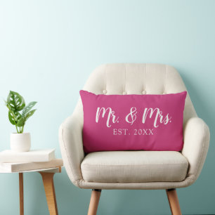 Mr and Mrs Script Established Wedding Pillow