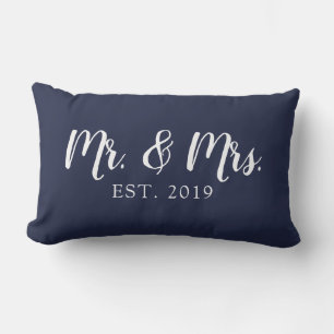Mr and Mrs Script Established Wedding Pillow