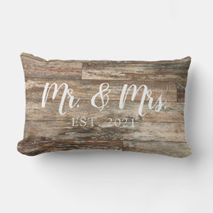 Mr and Mrs Script Established Wedding Pillow