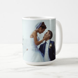 Mr. and Mrs. Script Monogram Wedding Photo Coffee Mug