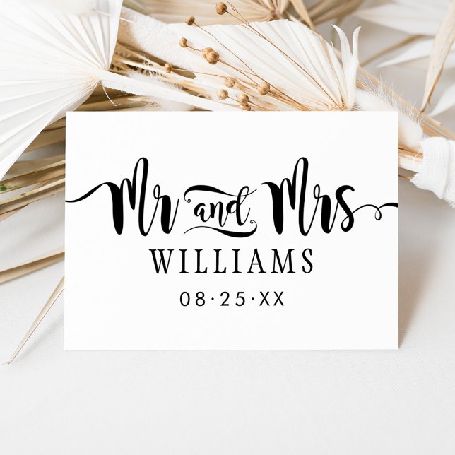 Mr and Mrs Script Monogram Wedding Thank You Card (Creator Uploaded)