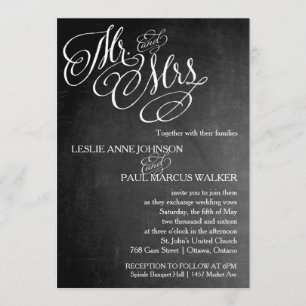 Mr. and Mrs. Scroll Chalkboard Invitation