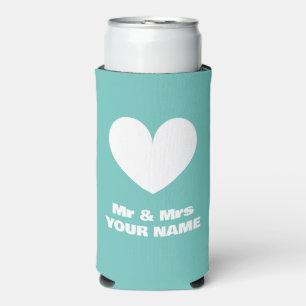 Mr and Mrs seltzer can coolers for wedding couple