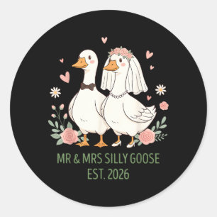 Mr And Mrs Silly Goose Couple Matching Wedding Classic Round Sticker