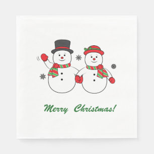 Mr. and Mrs Snowman Merry Christmas Napkin