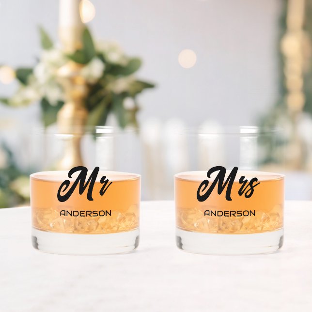 Mr and Mrs Stylised Name Bride and Groom Glass (Insitu (Wedding))