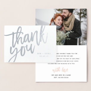 Mr and Mrs thank you photograph real foil Card