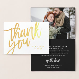 Mr and Mrs thank you photograph real foil Card