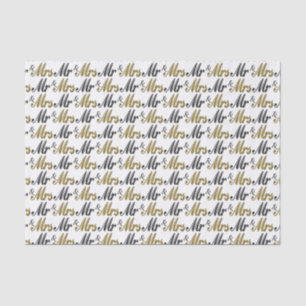 Mr and Mrs Tuxedo Gold Sparkle Wedding Tissue Paper