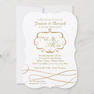 Mr and Mrs Typography Flourish Scroll Watercolor Invitation