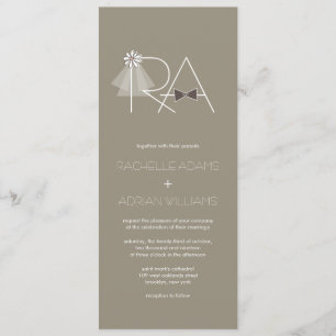 Mr and Mrs Veil & Bow Tie Monogram Wedding Invite