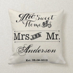 Mr and Mrs vintage Typography wedding Cushion