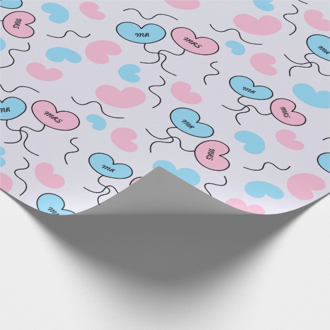 Mr and Mrs Wedding Balloons Bridal Shower Seamless Wrapping Paper (Corner)