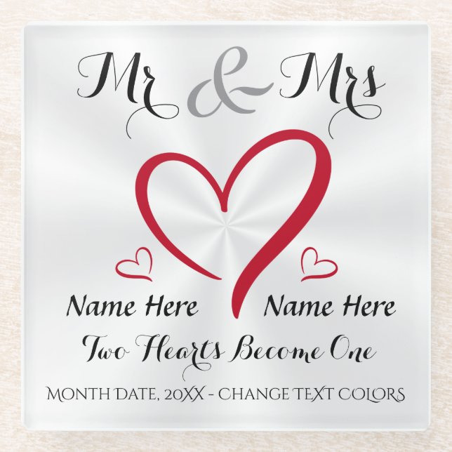Mr and Mrs Wedding Coasters or Transfer Design (Front)