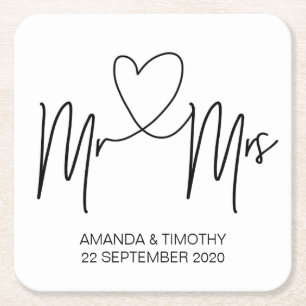 Mr and Mrs Wedding Coasters Table Decor