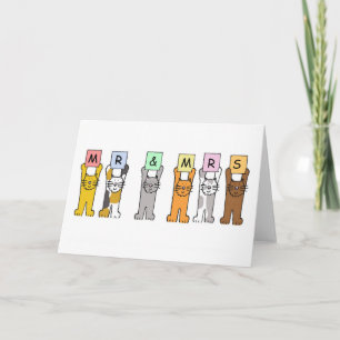Mr and Mrs Wedding Congratulations Cute Cats Card