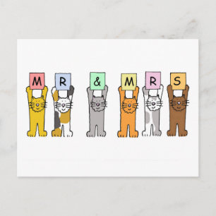 Mr and Mrs Wedding Congratulations Cute Cats Postcard